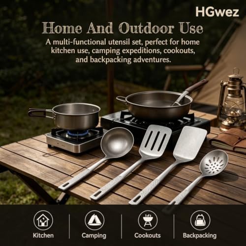 Pure Titanium Cooking Utensil & Spatula Set, No Coating Ultralight