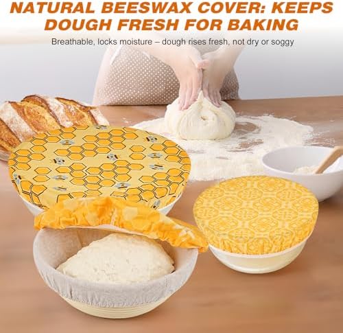 6 Pcs Reusable Beeswax Bowl Covers, 8/10/12 Inch