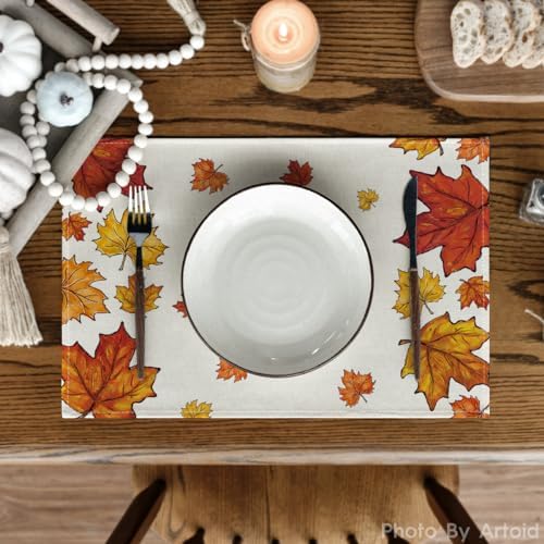 Artoid Mode Maple Leaves Fall Placemats Set of 4-12 x 18 Inch