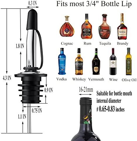 Pafusen 12 Pack Liquor Pour Spout With Dust Caps - Bottle Pourers for