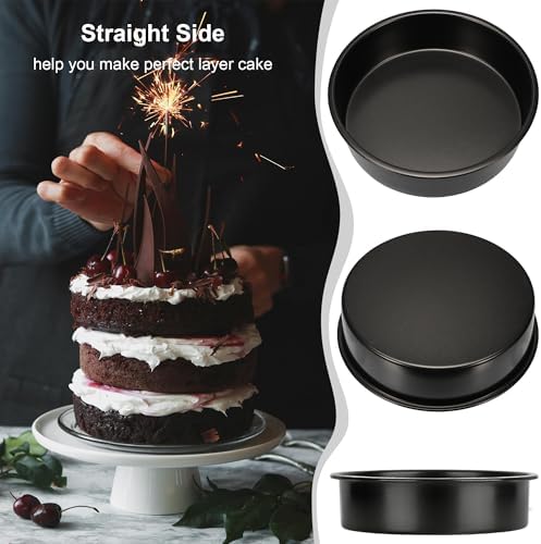 8 Inch Cake Pan, 3PCS Nonstick Baking Pans Set with 100PCS Parchment