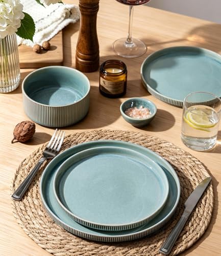 GBHOME Stoneware Dinnerware Sets for 8, 24-Piece Plates and Bowls Set