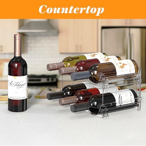 Plastic Stackable Wine Rack for Refrigerator, 2 Tier Large Capacity