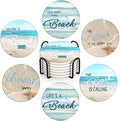 Britimes Coasters for Drinks, Set of 6, Ceramic Stone, Beach Teal