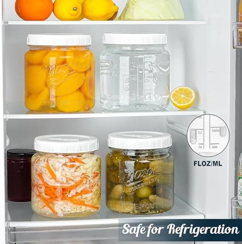 Half Gallon Glass Jar with Lid, 64 Oz Mason Jar for Pantry Storage