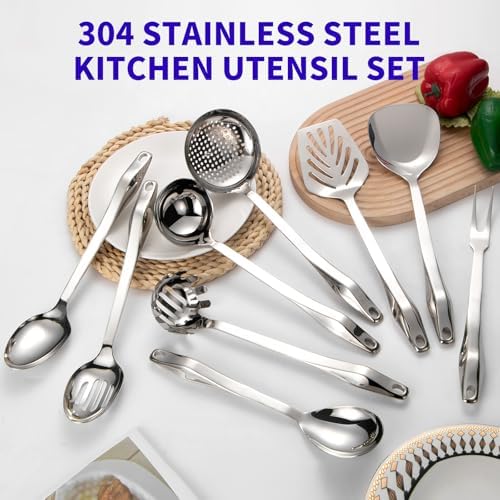 304 Stainless Steel Kitchen Utensil Set, 9-Piece