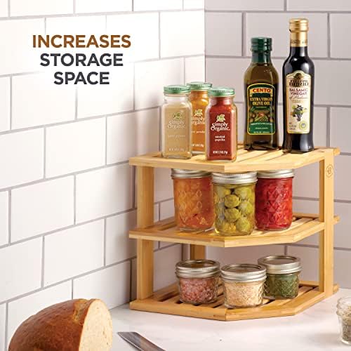 Bambüsi 3-Tier Corner Shelf, Bamboo Kitchen Organizer