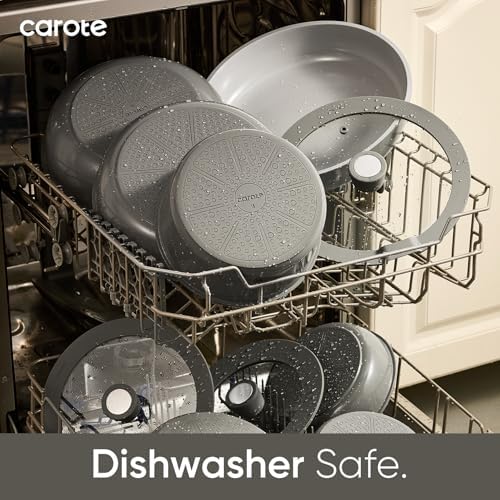 CAROTE 27pcs Ceramic Cookware Set, Pots and Pans Set with Detachable
