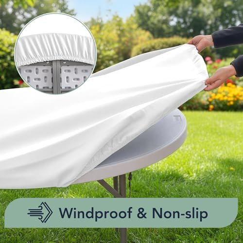 Fitted Table Cloth Round Cover, Non-Slip Elastic Edge, 6-Pack