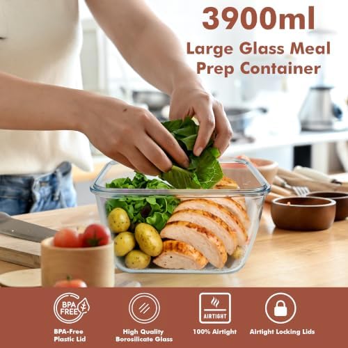 Razab 17 Cups Glass Food Storage Containers with Lids