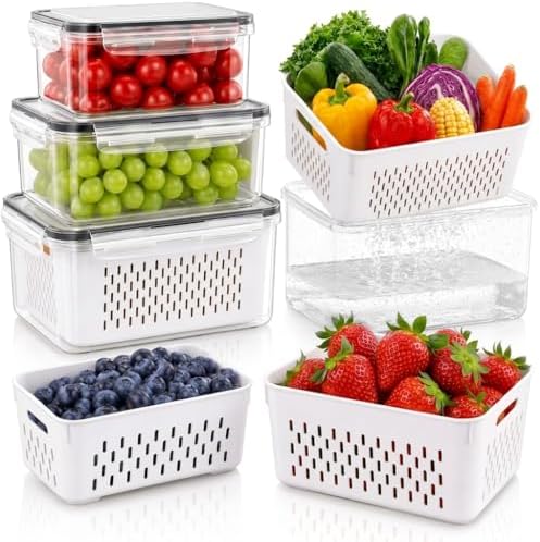 Fruit Storage Containers for Fridge, 4 Pack