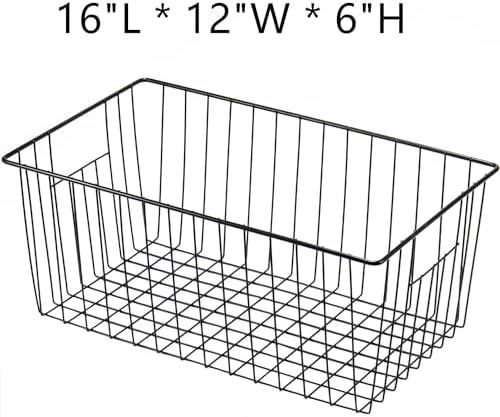 16inch Upright Freezer Organizer Baskets, Pack 3, Black