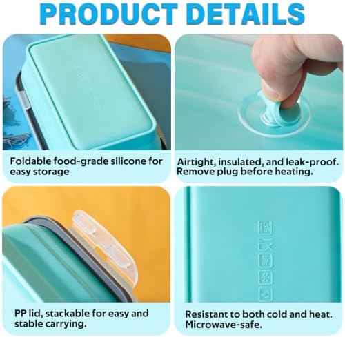 Decorwell 4 Collapsible Food Storage Containers, 12/17/27/40 oz