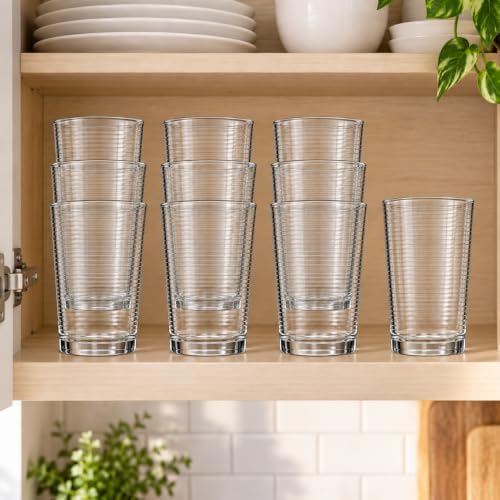 Glaver's Drinking Glasses Set of 10 Highball Glass Cups, Premium