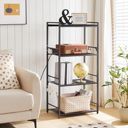 MAHANCRIS Bakers Rack with Power Outlet, Black
