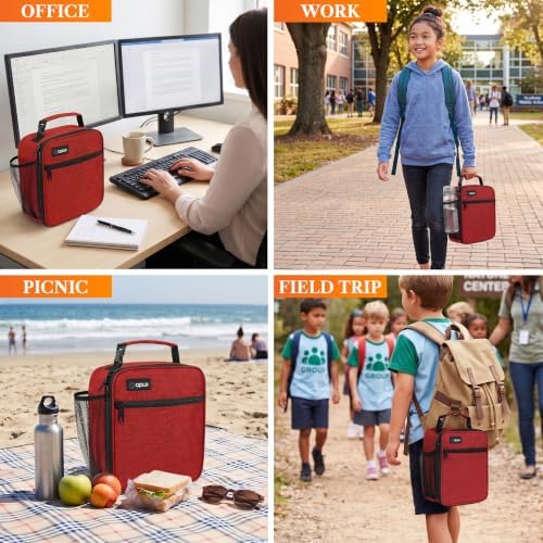 opux Insulated Lunch Box, Soft Cooler Bag, Red