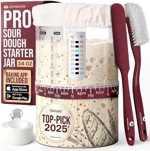 Superbaking 34oz Glass Sourdough Starter Jar
