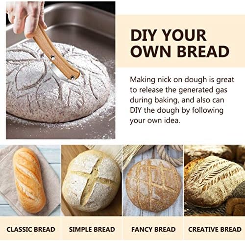 Healeved Bread Lame Dough Scoring Tool Van Wooden Handle 5 Blades