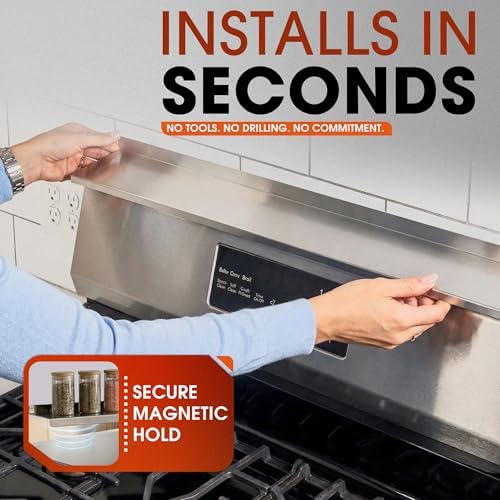 Magnetic Stove Top Shelf 30 Inch - Stainless Steel Over Stove Spice