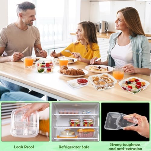 Blushtier 60 Pcs Snack Containers Bento Boxes, 4 and 2 Compartments