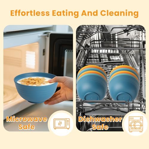 Homienly Plastic Bowls Alternative, Unbreakable Wheat Straw Cereal