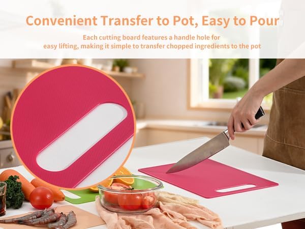Luckyiren Plastic Cutting Board Set, 3 Pack Small Chopping Boards - Image 4