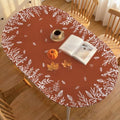Horaldaily Fall Fitted Tablecloth for 64x44 Inch Oval,Wild Flowers