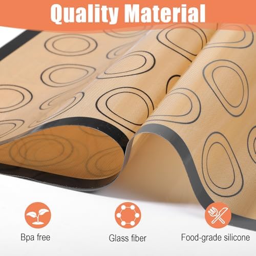 3Pcs Macaron Silicone Baking Mats 16.54 x 11.61Inch Macaron Baking Mat