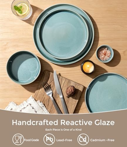 GBHOME Stoneware Dinnerware Sets for 8, 24-Piece Plates and Bowls Set