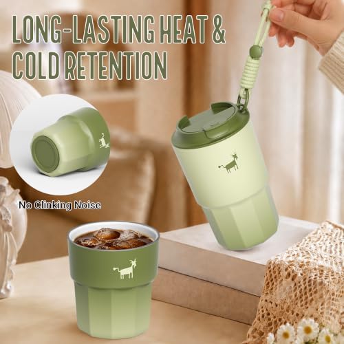 CHEERFUL GOAT Ceramic Lined Coffee Mug – Stainless Steel Travel
