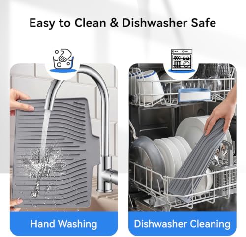 Silicone Dish Drying Mat for Kitchen Counter, Dishwasher Safe
