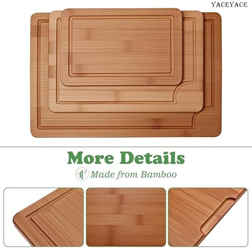 Bamboo Cutting Boards Set, Cutting Boards Set with Juice Groove, Three