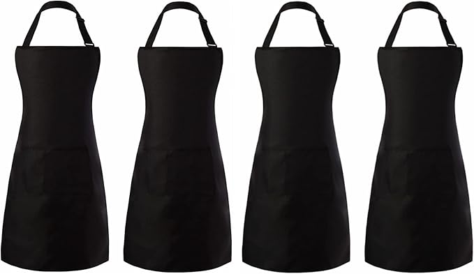 Tosewever 4 Pack Adjustable Bib Apron Waterdrop Resistant Apron by Tosewever