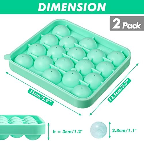 Webake 2 Pack Sphere Ice Cube Trays - 1.1" Small Round 36pcs Ice Ball