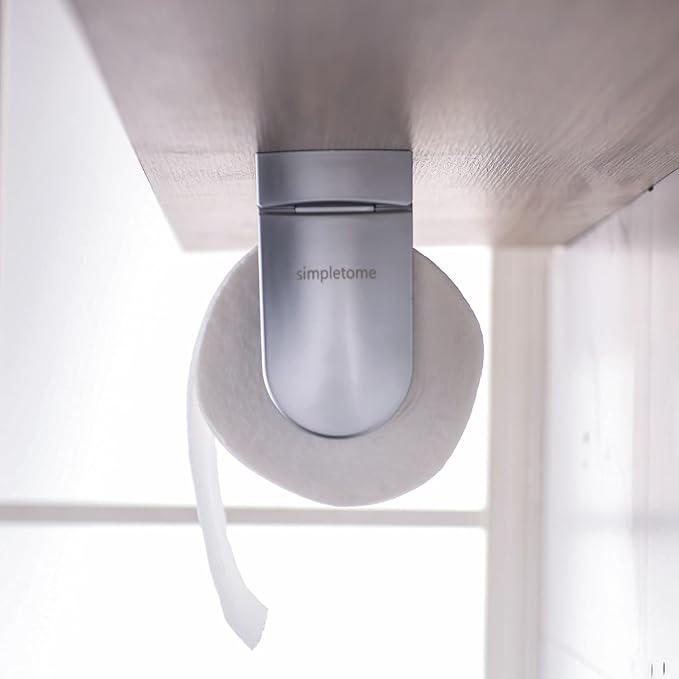 simpletome ONE Hand Tear Paper Towel Holder Under Cabinet Adhesive or Drilling - Image 7