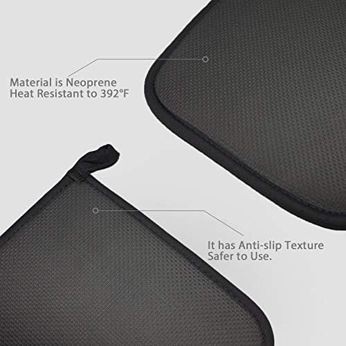 Cotton and Neoprene Oven Pad Pot Holder Set, 2Pcs, Black