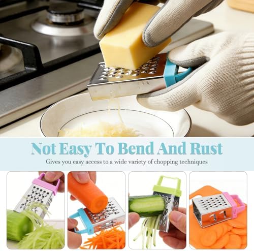 Ciieeo 6 Pcs Mini Cheese Grater Set, 4-Sided Stainless Steel Small Box