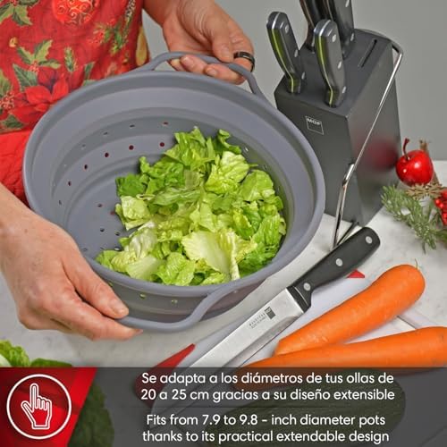 Magefesa Balance Collapsible Silicone Colander, 8-10 Inch