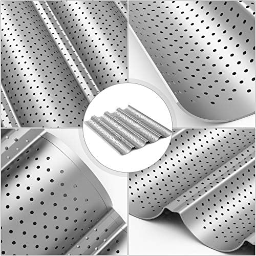 Tiawudi 2 Pack Nonstick Perforated Baguette Pan 15" x 13" for French