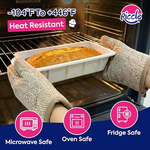 RICCLE Silicone Bread Loaf Pan 2 Pc, 9.5x5 inch inch Banana Bread Loaf