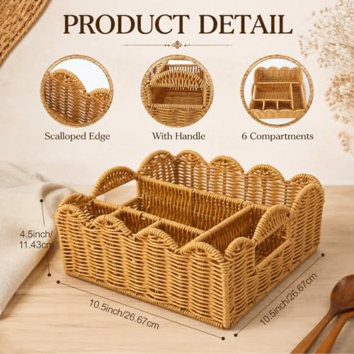 Hushee Wicker Utensil Caddy for Party, Silverware Caddy Paper Plate