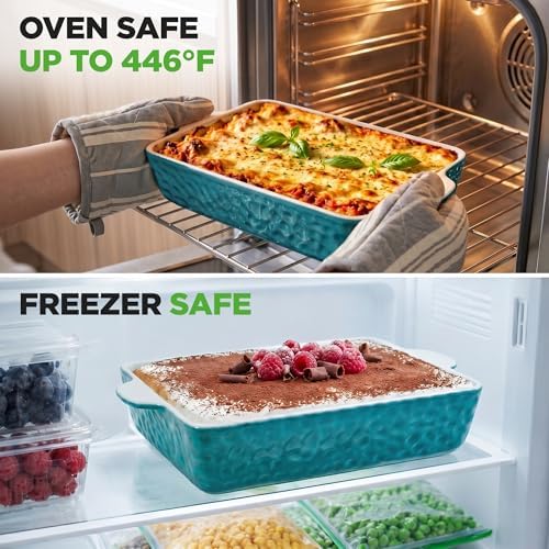 NutriChef 3-pc Casserole Dish Set for Oven, Ceramic Lasagna Baking
