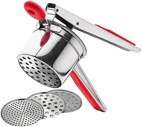 Stainless Steel Potato Ricer With 3 Discs, Heavy Duty Potato Ricer for