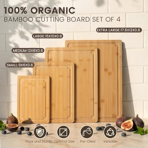 Empune Extra Large Cutting Board Set, Bamboo Cutting Boards for