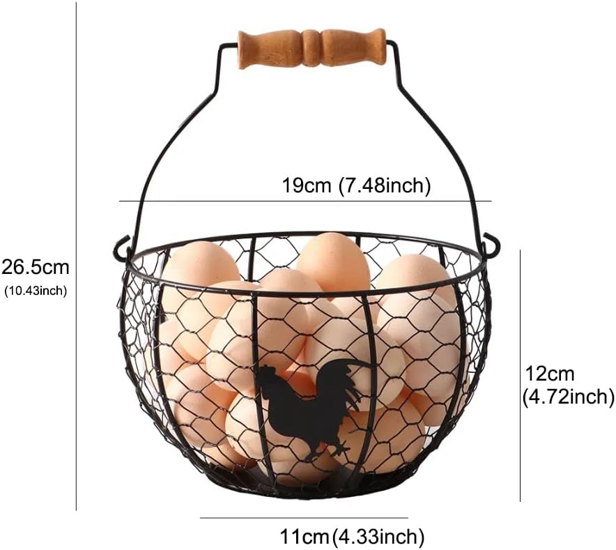 Fresh Egg Collecting Basket, Metal, With Handle