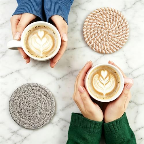 Coasters Set of 8 for Drinks with Holder,4 Colors Absorbent