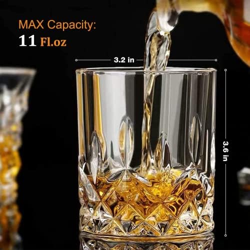 Gencywe Crystal Whiskey Glasses Set of 8(Buy 6, get 2 Free), 11 OZ Old