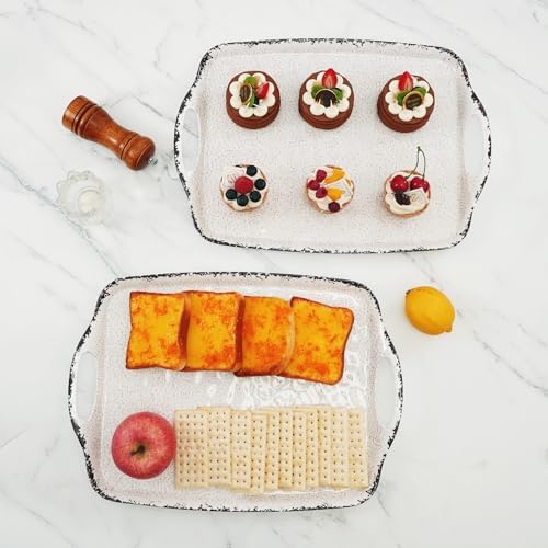 TP Melamine Serving Trays with Handles, 19" x 12", Set of 2, Rustic