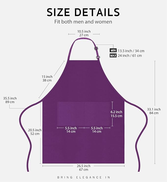 Syntus Apron for Men Women, Adjustable Cooking Kitchen Chef Aprons - Image 2