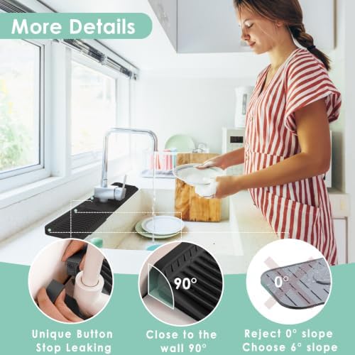 24 Inch Silicone Faucet Mat for Kitchen Sink Splash Guard Behind